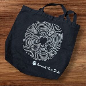 Envirotote Black Vermont Farm Table Tote Bag with White Tree Ring Design